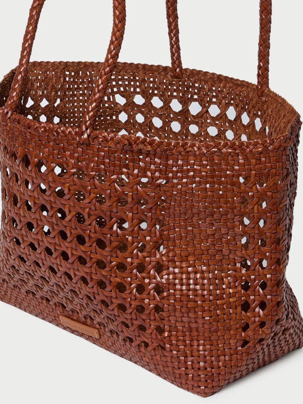 NWT Loeffler RandalL Klara Open-Weave Tote | Saddle - Picture 3 of 10